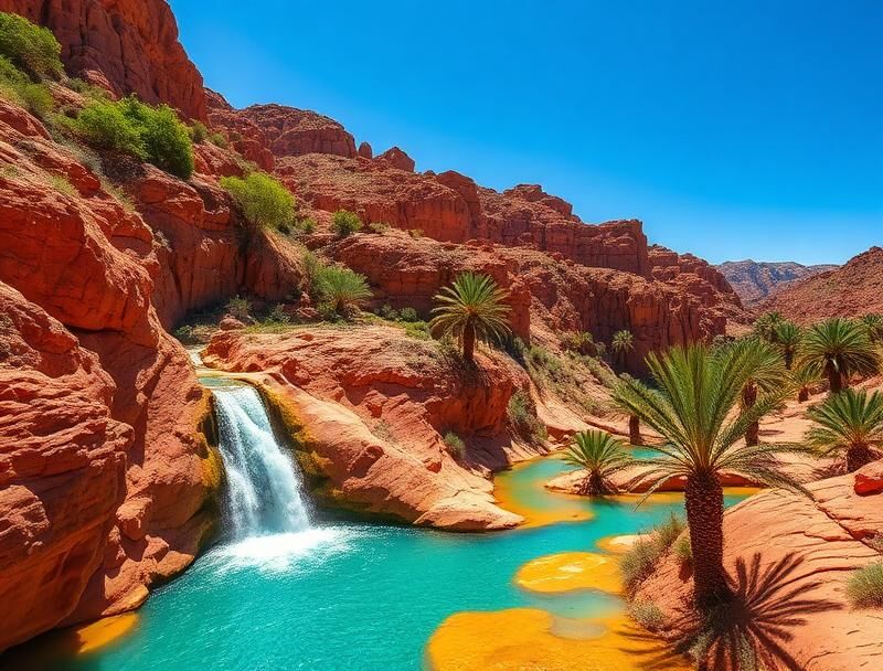 Rock pools and palms in Paradise Valley